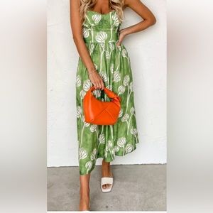 Midi Green Flowered Dress